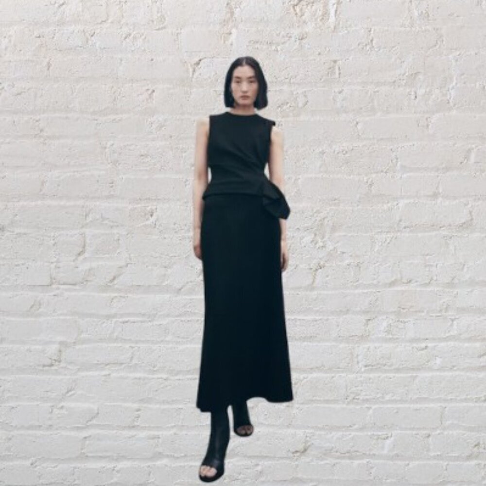 Zara Black Midi Skirt NWT